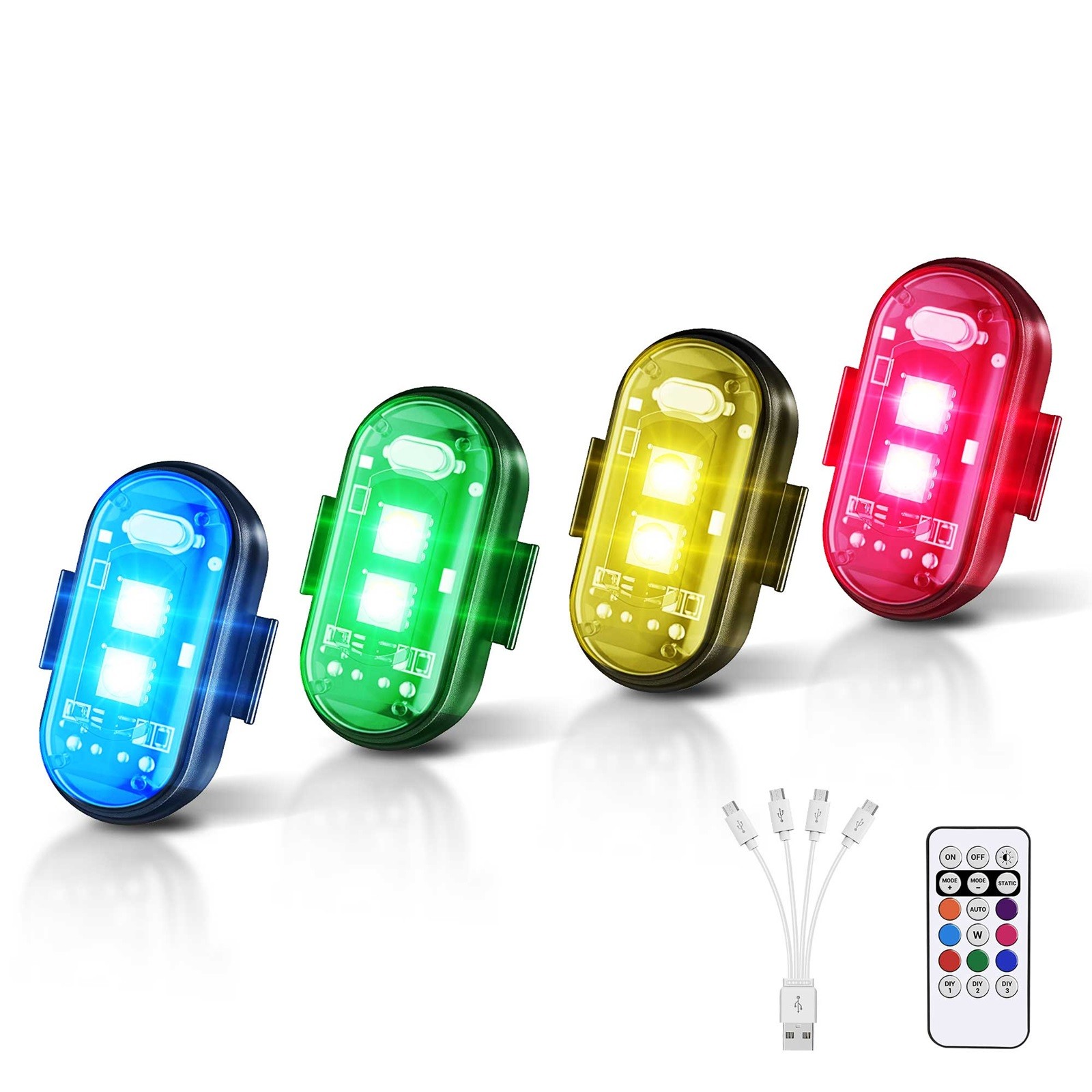 4PCS Wireless LED Strobe Light 8 Colors Rechargeable Flashing Lights with Remote