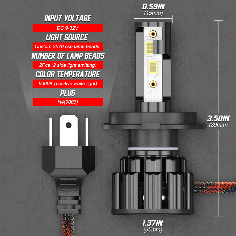 H4 9003-HB2 40W Xenon LED Headlight High Low Dual Beam Light Bulbs Lamps