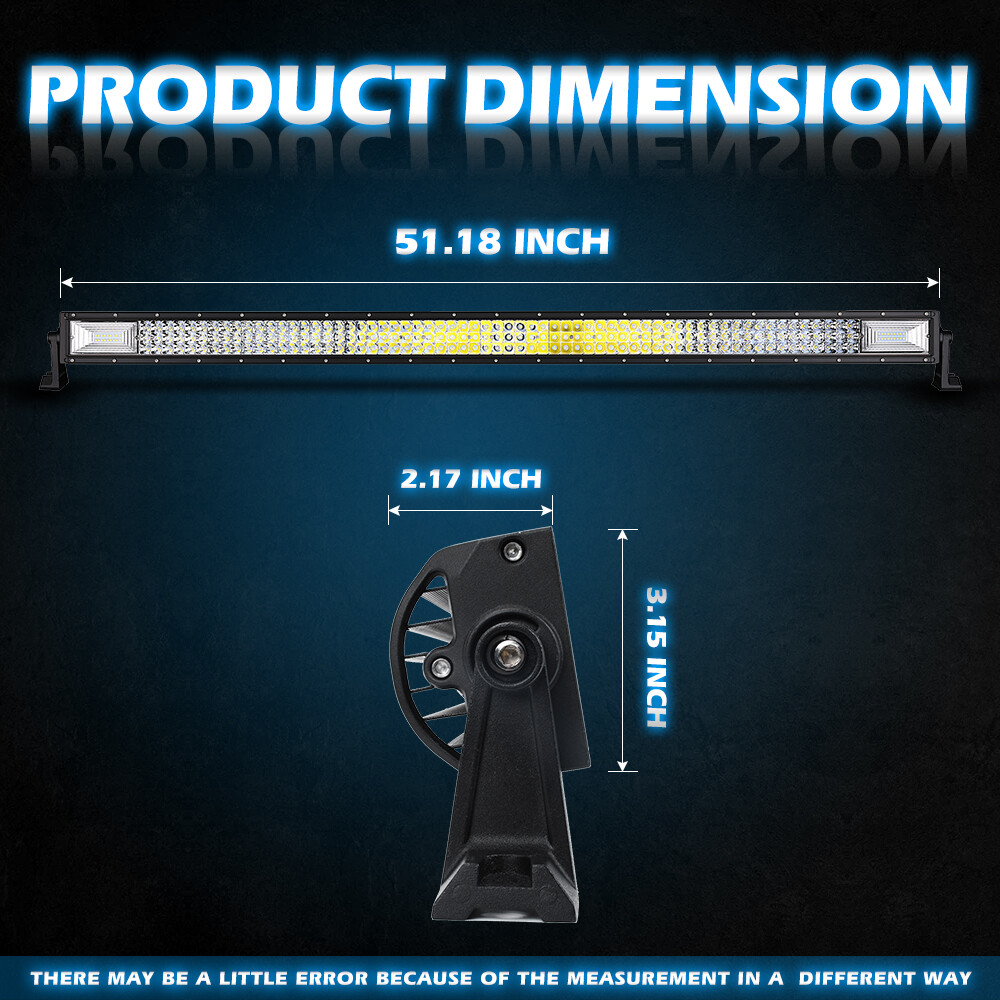Tri Row 52 INCH +22 INCH LED Lights Bar +4x 18W Pods For Jeep Wrangler JK TJ YJ