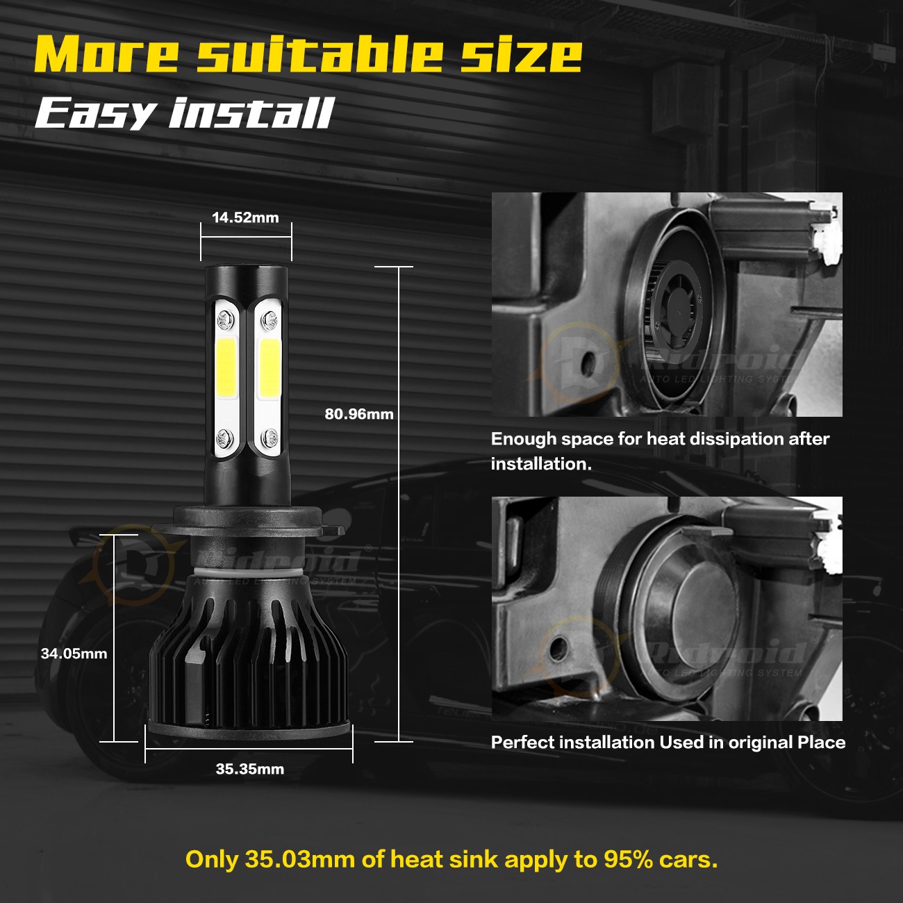 4-sides H7 LED Headlight Bulbs Super Bright High/Low Beam 3000000LM 6500K White