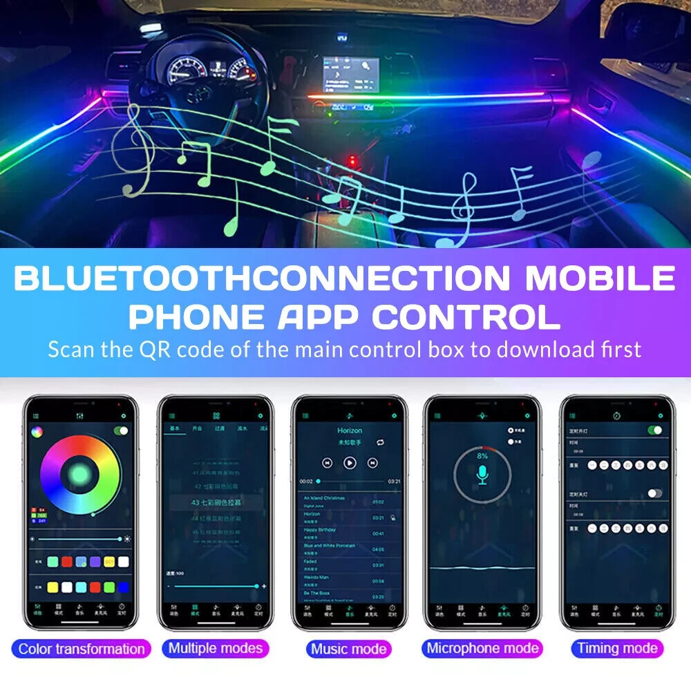 Symphony DreamColor LED Car Interior Acrylic Guide Fiber Ambient Light 22 in 1