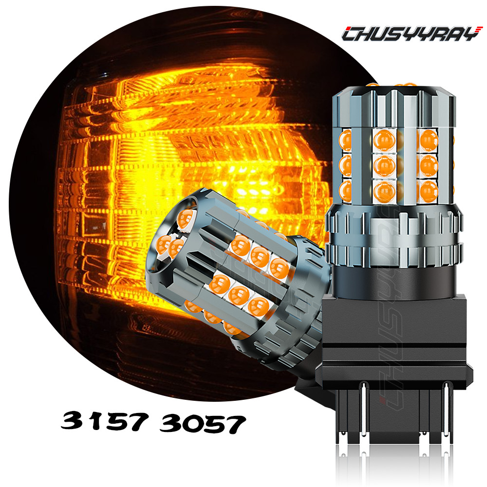 CHUSYYRAY 2×3157 Amber Yellow LED Turn Signal Indicator Parking Light Bulbs