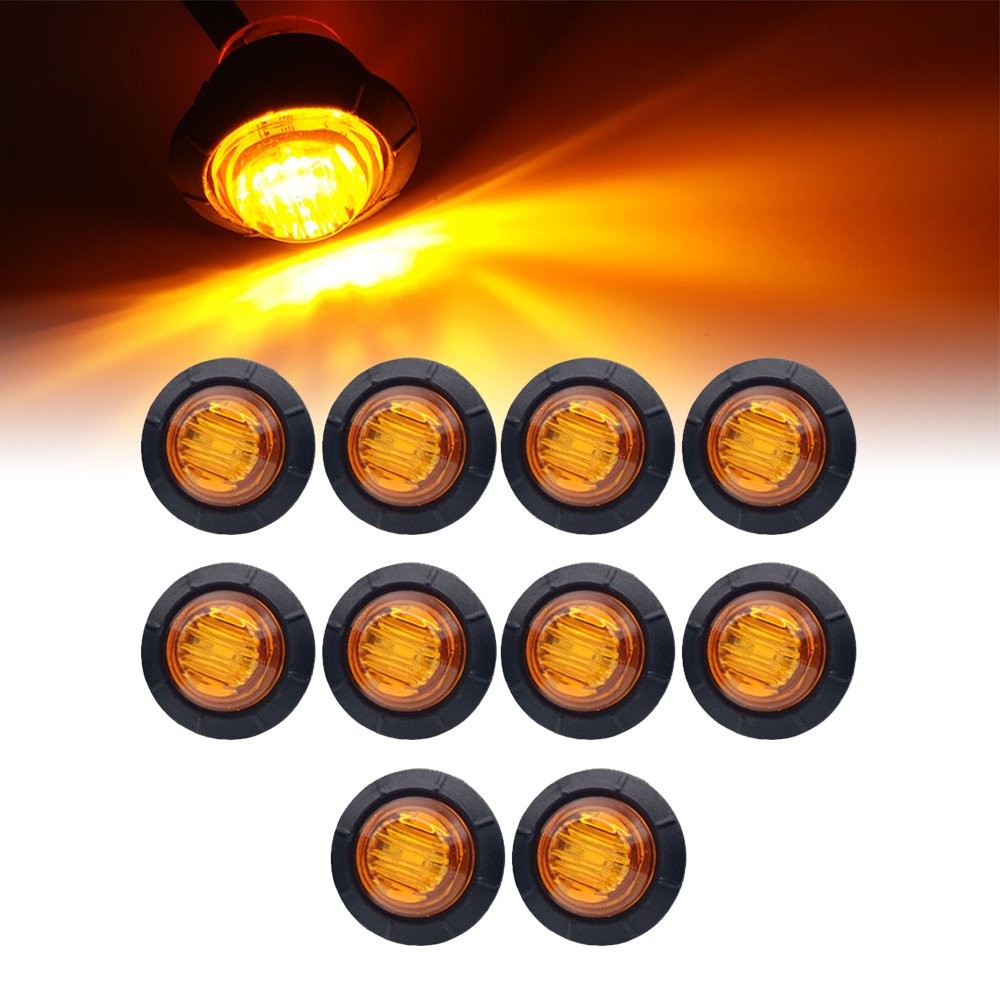 3/4″ Round Truck Trailer Side Marker Lights Amber Bullet LED Clearance 10-100x