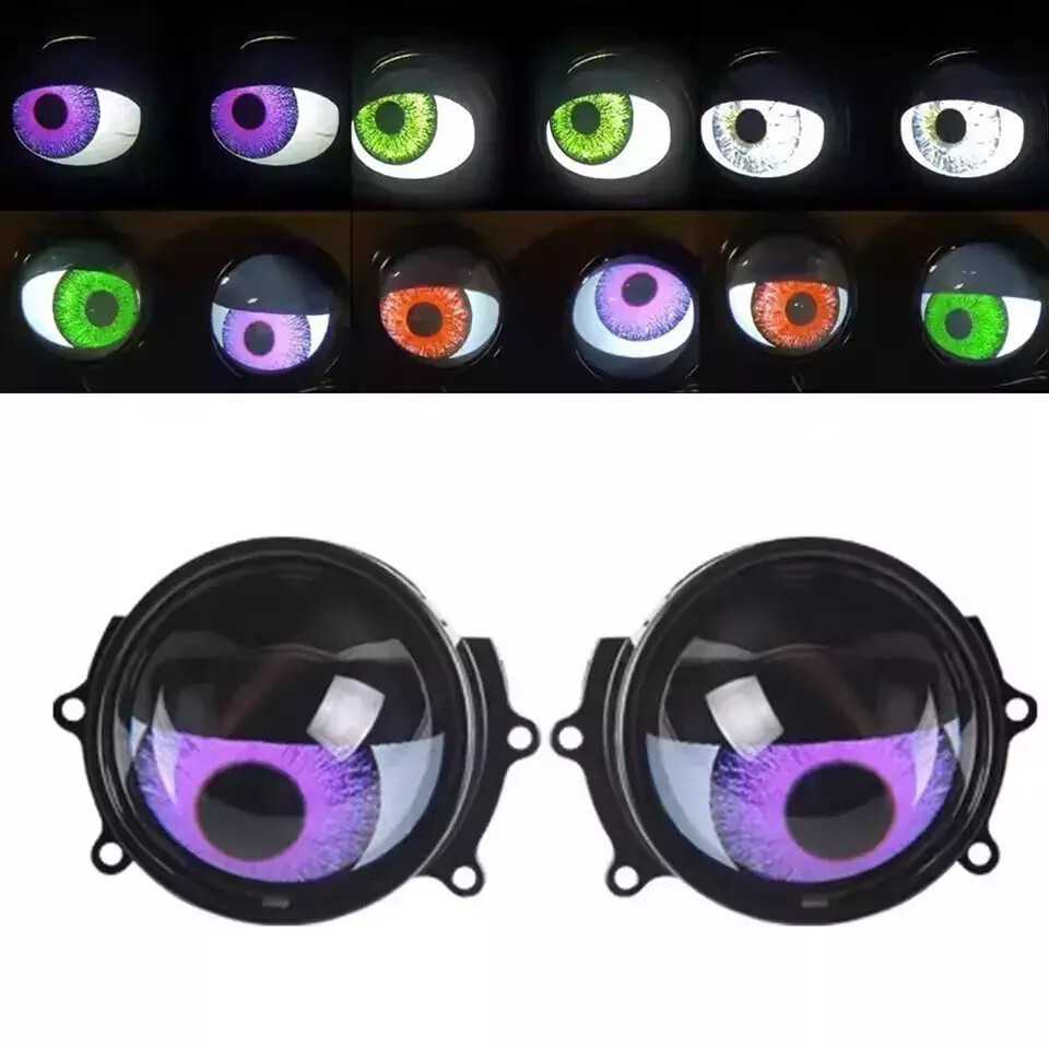 2Pcs 12V LED Red/Ice Blue/Green Devil Eyes Car Light WiFi Control Headlight Lens
