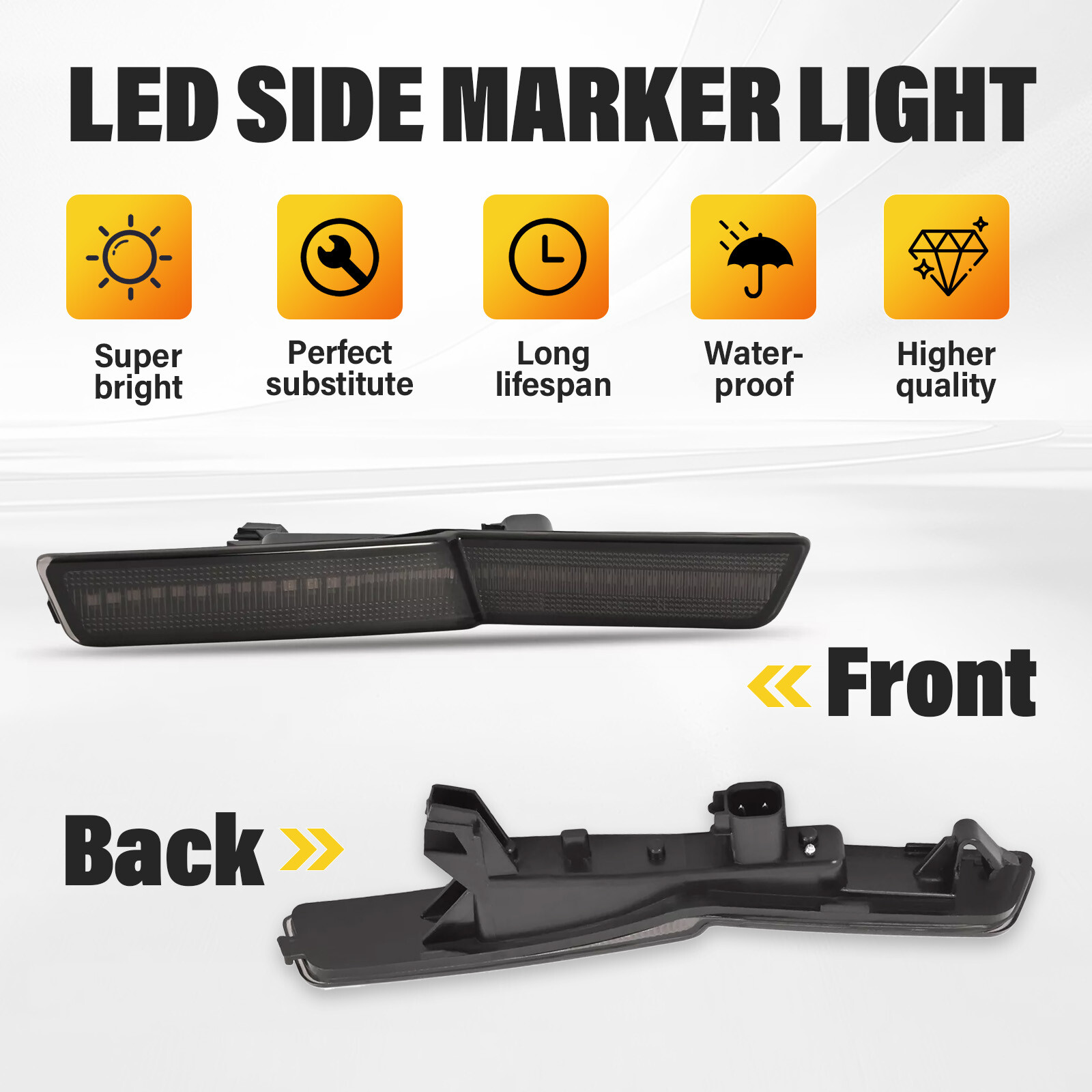 For Dodge Challenger SRT Widebody 18-22 Front&Rear Smoked LED Side Marker Light