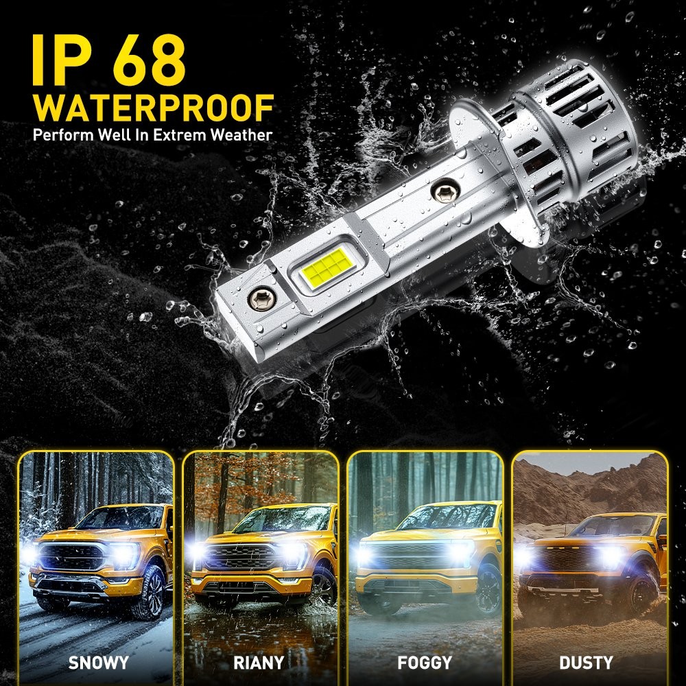 20000LM High Low Beam 6500K White Bulb M6S 2X H1 LED Headlight kit