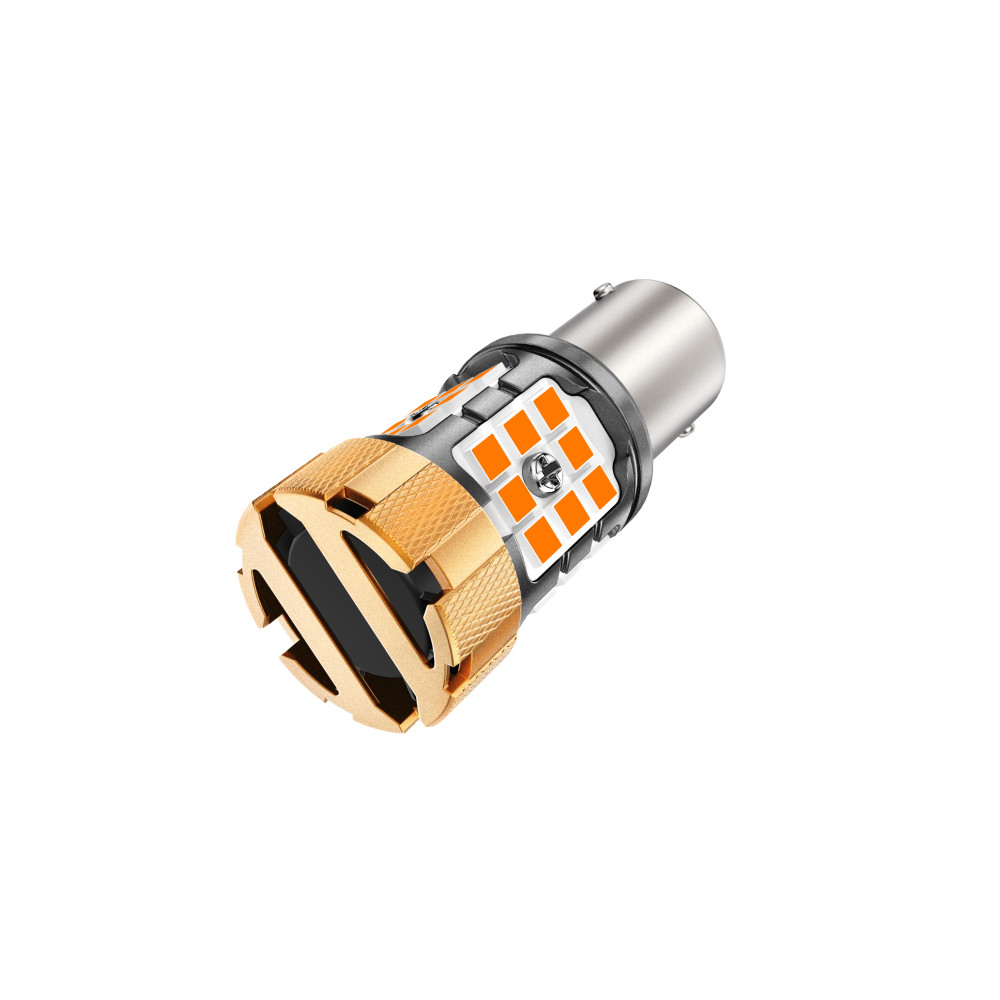 AUXBEAM 1156 LED Turn Signal Light Bulb Canbus Error Free 3000K Amber 50W 8000LM