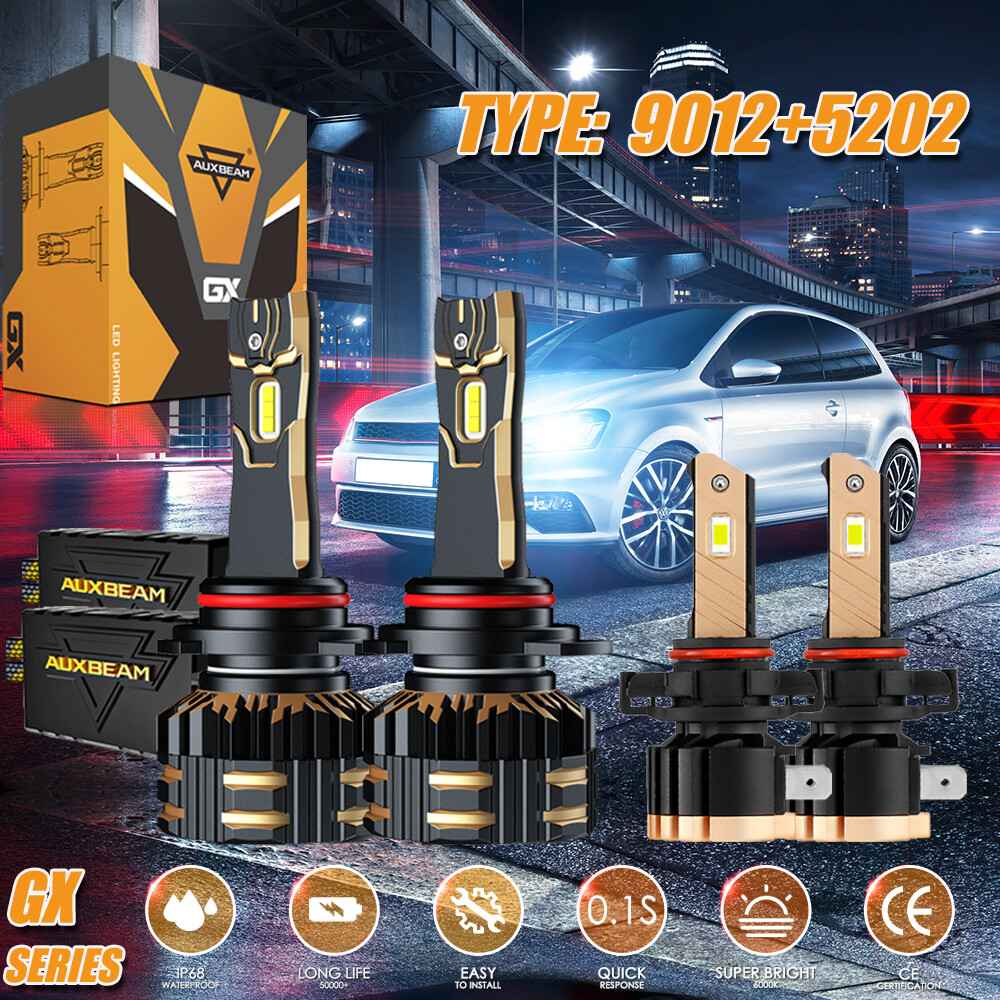 GX CANBUS 9012 LED Headlight+5202 Fog Light Bulbs for GMC Sierra 1500 2014 2015