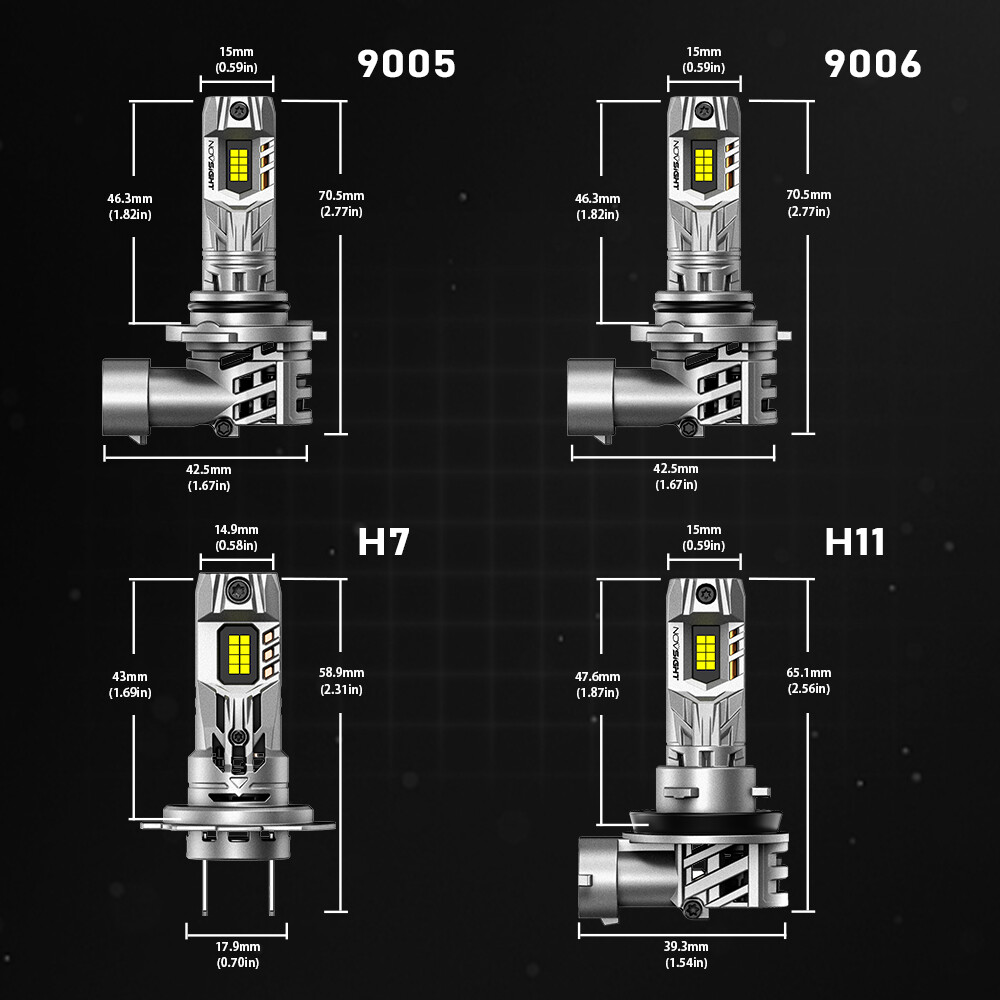 NOVSIGHT H7 H11 9005 9006 LED Headlight Bulbs Kit H/Low Beam 20000LM 500% Bright