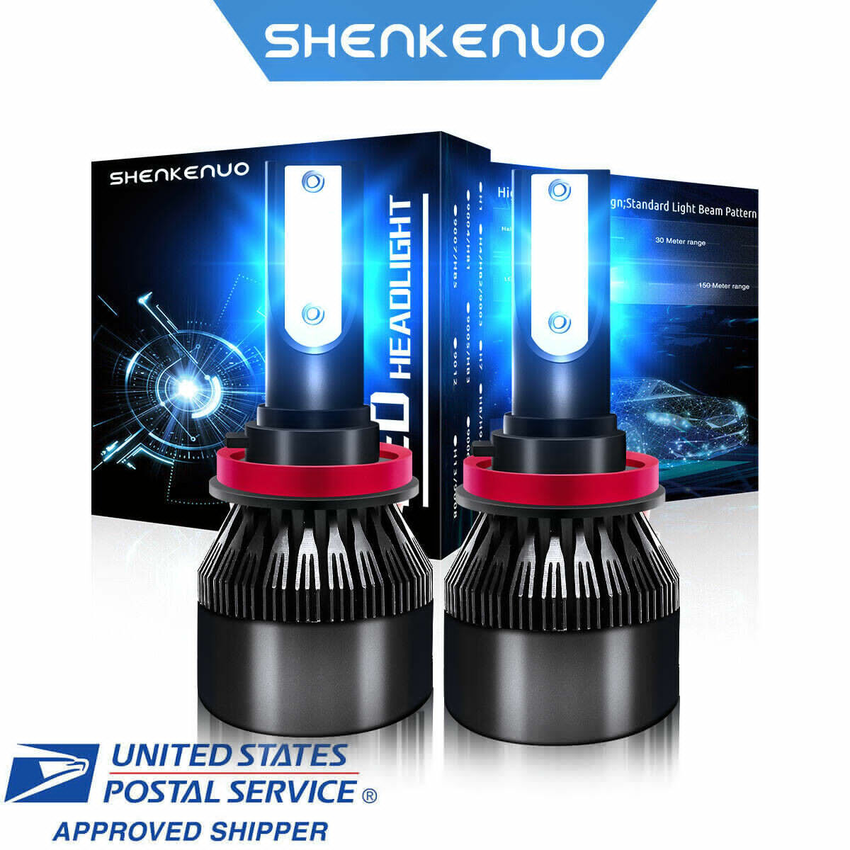 H11 LED Headlight Super Bright Bulbs Kit Blue 8000K 330000LM High/Low Beam