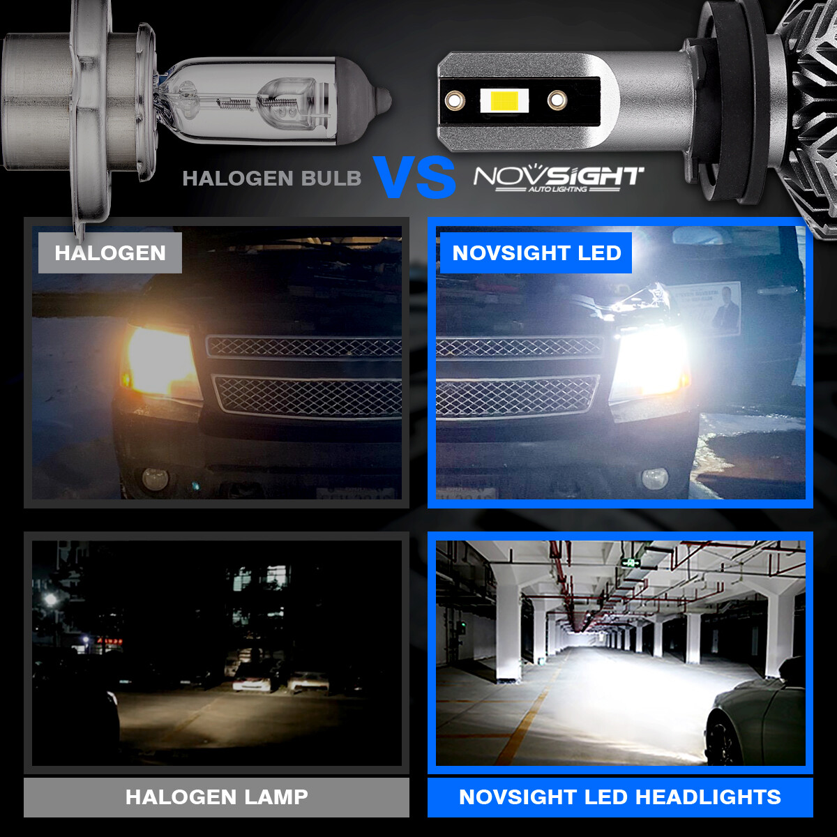 NOVSIGHT 9005 H11 Combo LED Headlights High Low Beam BulbsLamp 6500K Cold White