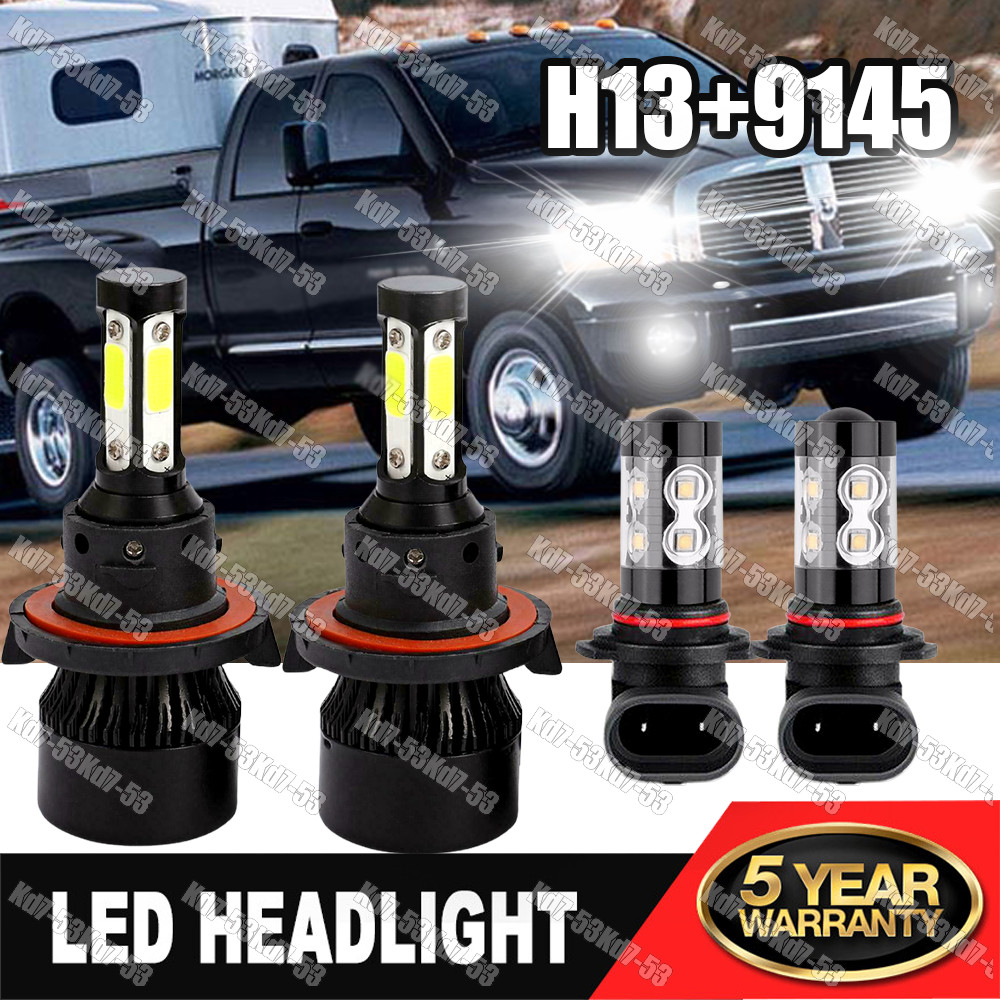6000K LED Headlight Fog Light Bulbs For 2006 2007 08 Dodge Ram 1500 2500 3500 4X