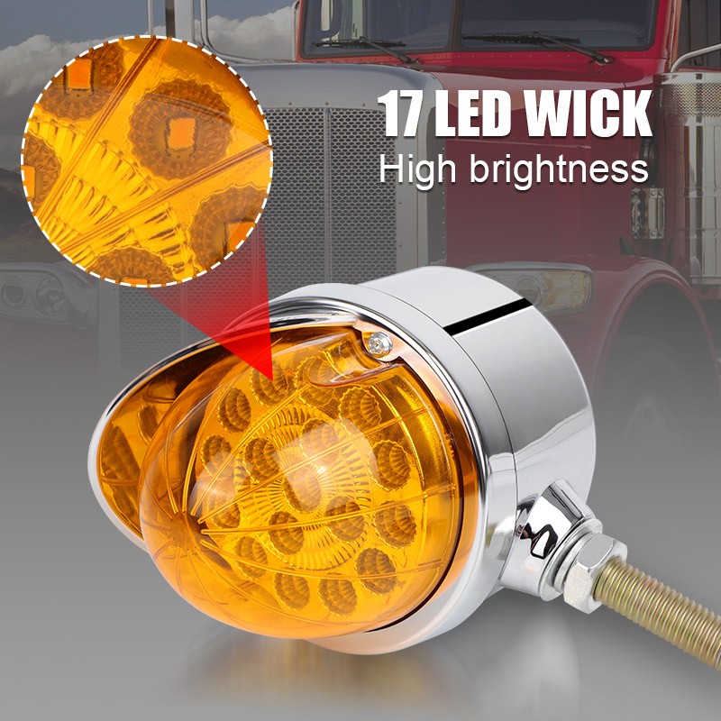 2X Amber LED Fender Lights Watermelon Side Marker Turn Signal Truck Trailer RV