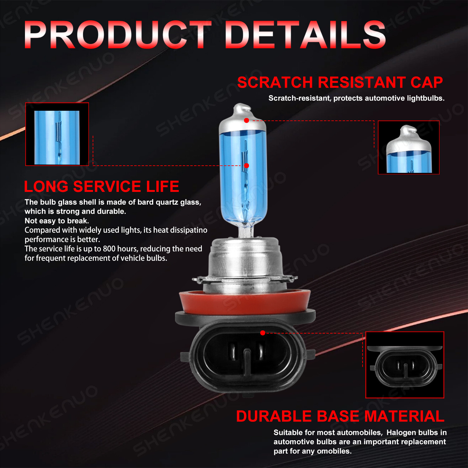 H11+H11 Headlight Super Bright Bulbs Halogen 4200k Warm White 8000LM Hi/Low Beam