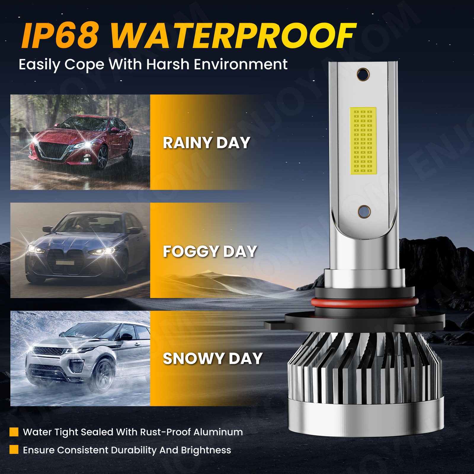 H11 9005 Combo LED Headlight Kit Bulbs High&Low Beam Super Bright White 6000K