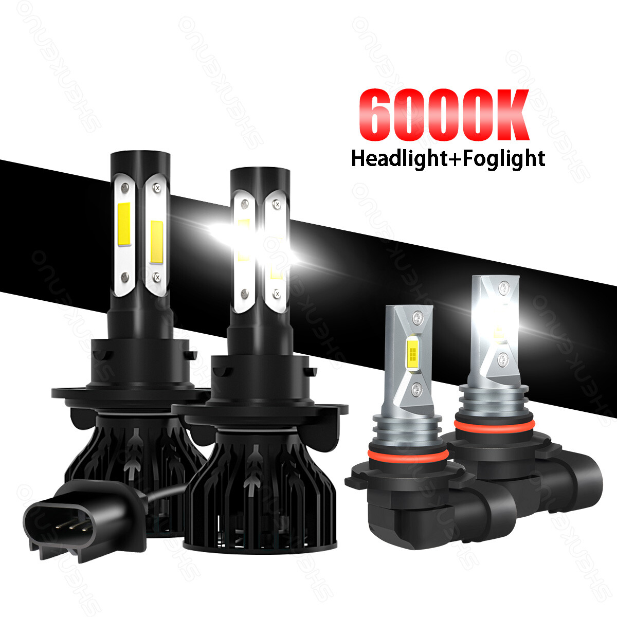For Jeep Liberty 2008-2012 LED Headlight + Fog Lights Bulbs 9008 H13 9145 6000K