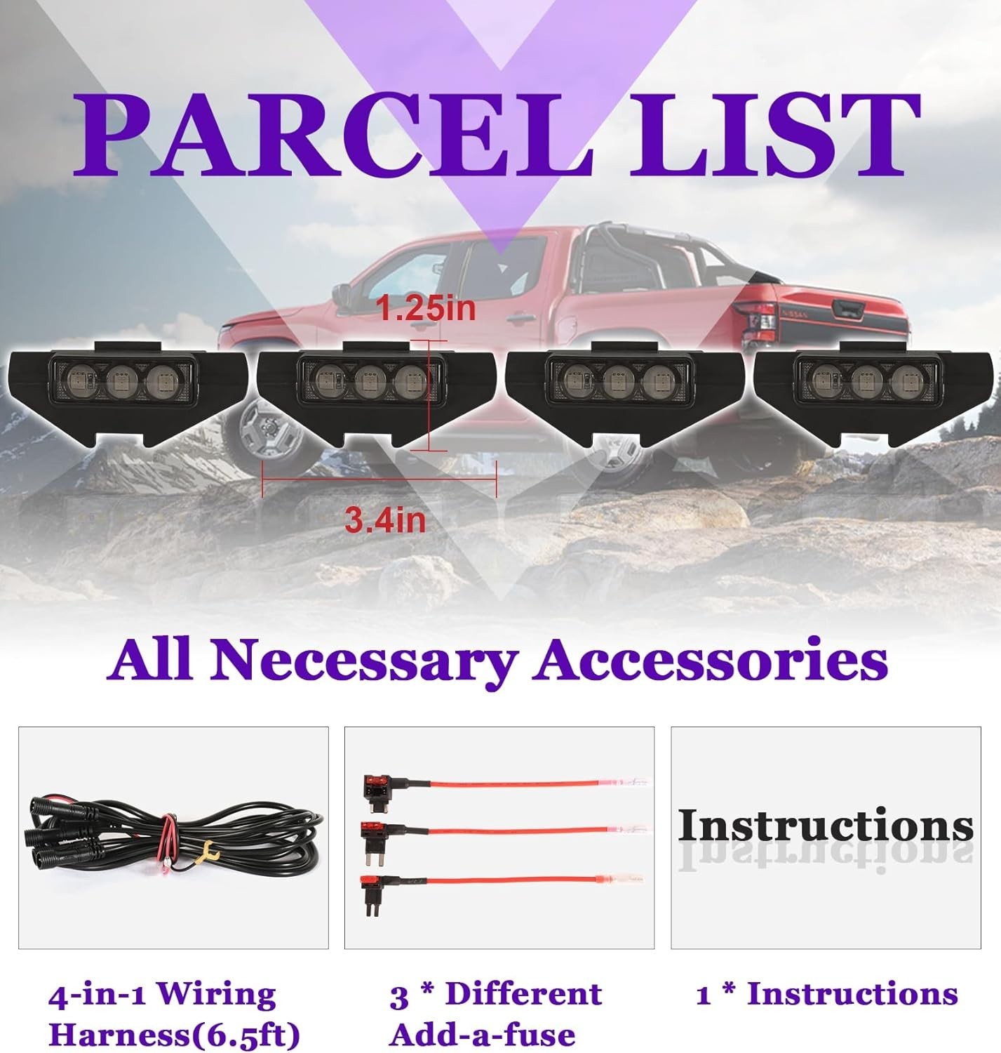 LED Grill Lights for Nissan Frontier 2022-2024 Front Bumper Grille Head Lamps
