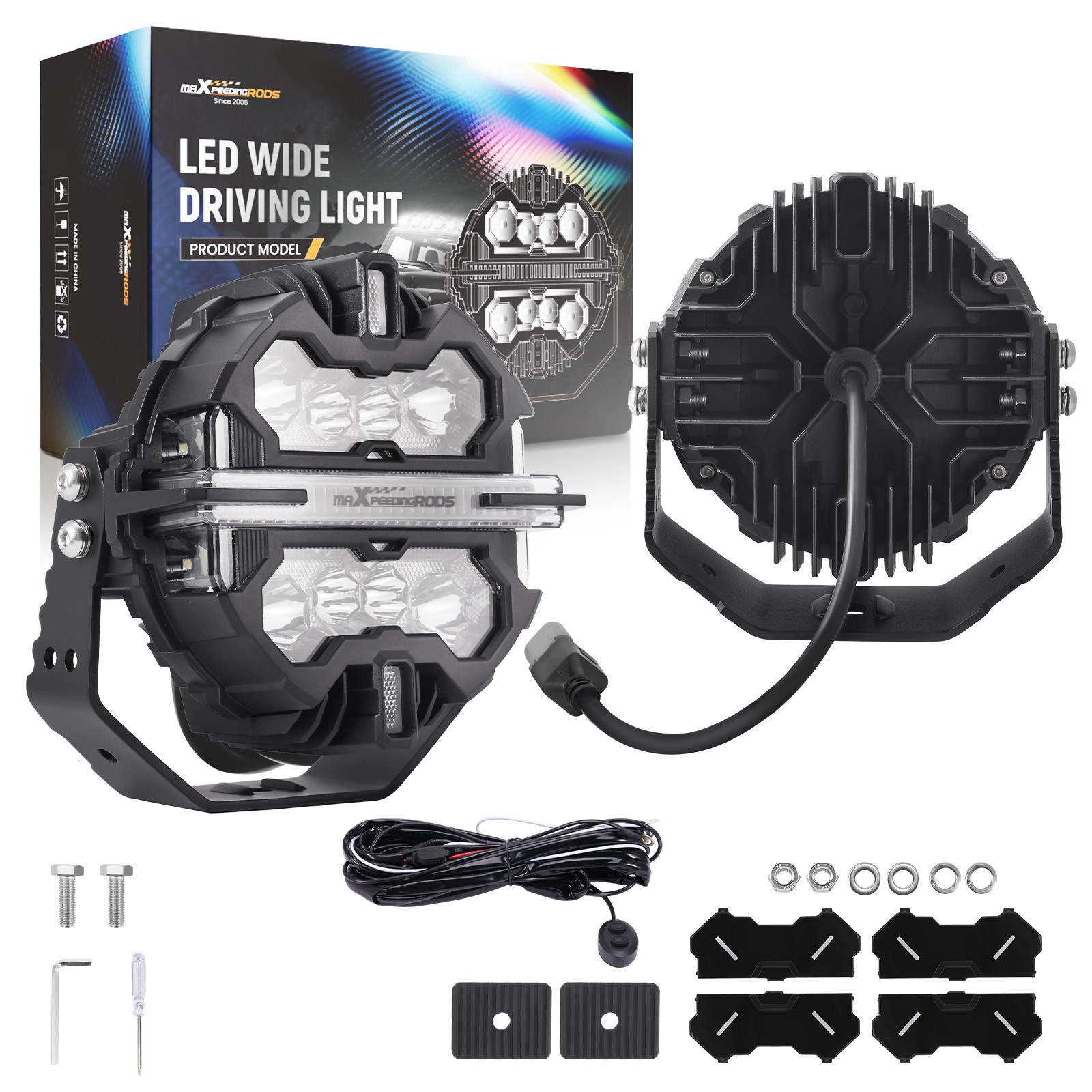7inch 332W LED Driving Light Spot Beam RGB DRL For ATV 4X4 Off Road White 6000K