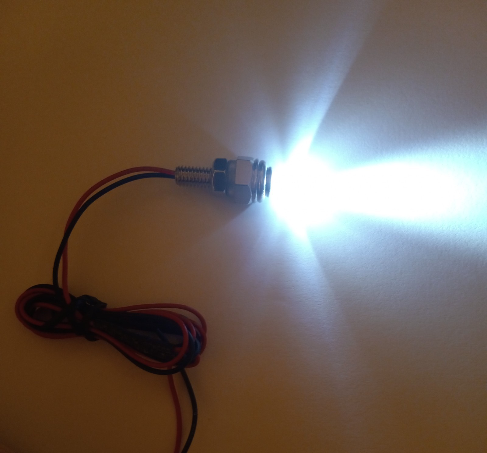 White LED Light Bolts, Chrome Housing, 12V DC, Pair – FREE Shipping