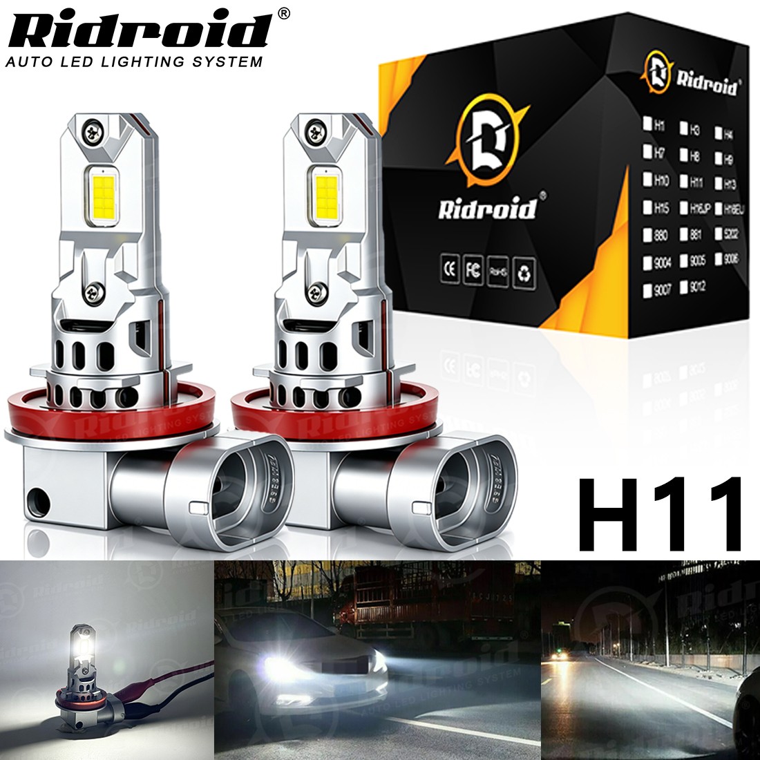 H11 H8 H9 LED Headlight Super Bright Bulb Kit 6500K White 330000LM High Low Beam