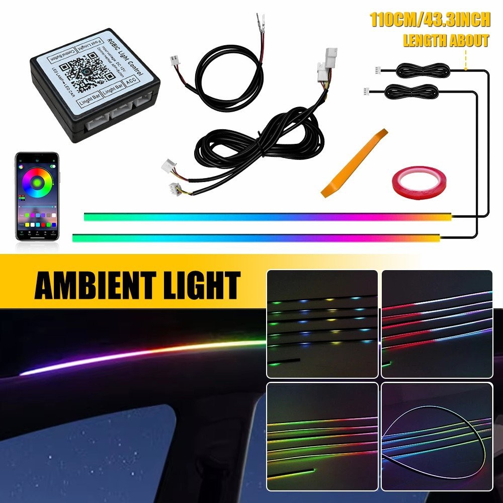 2Pcs RGB LED Sunroof Light Strip Car Roof Panoramic Skylight Ambient Lamp APP EJ