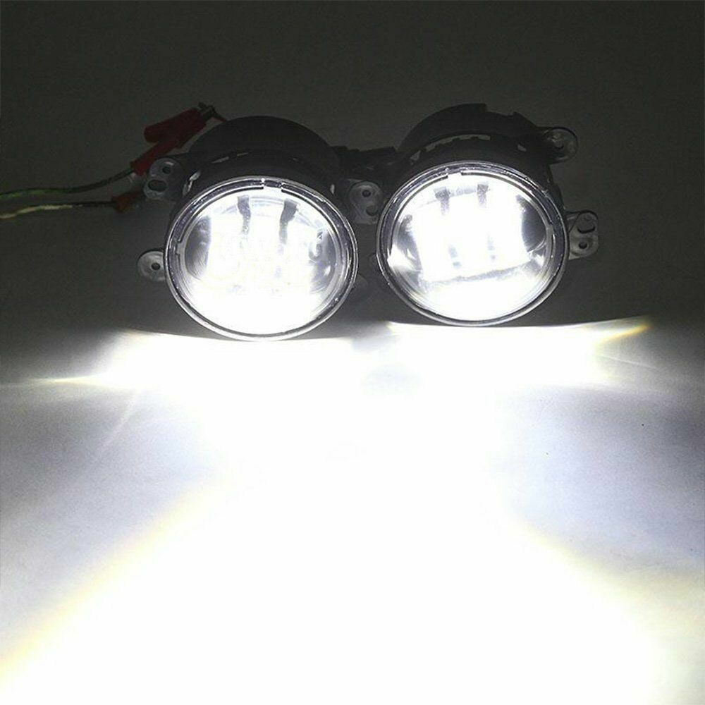 Pair 4″ inch Round LED Fog Lights Driving Lamps for Jeep Wrangler JK TJ LJ JL JT
