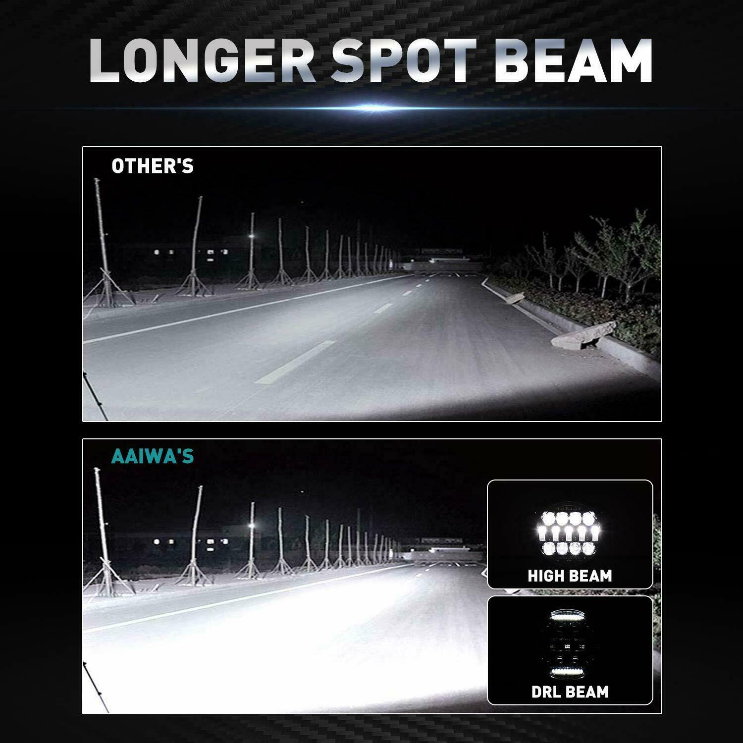 2x 7“ Round LED Work Lights Offroad Driving Spot Headlight SUV 4WD Truck + Wire