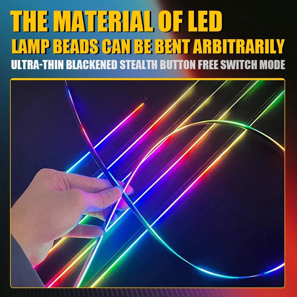 2in1 Interior Car Strip Ambient Neon Light MultiColour RGB With Fiber Optic 12v