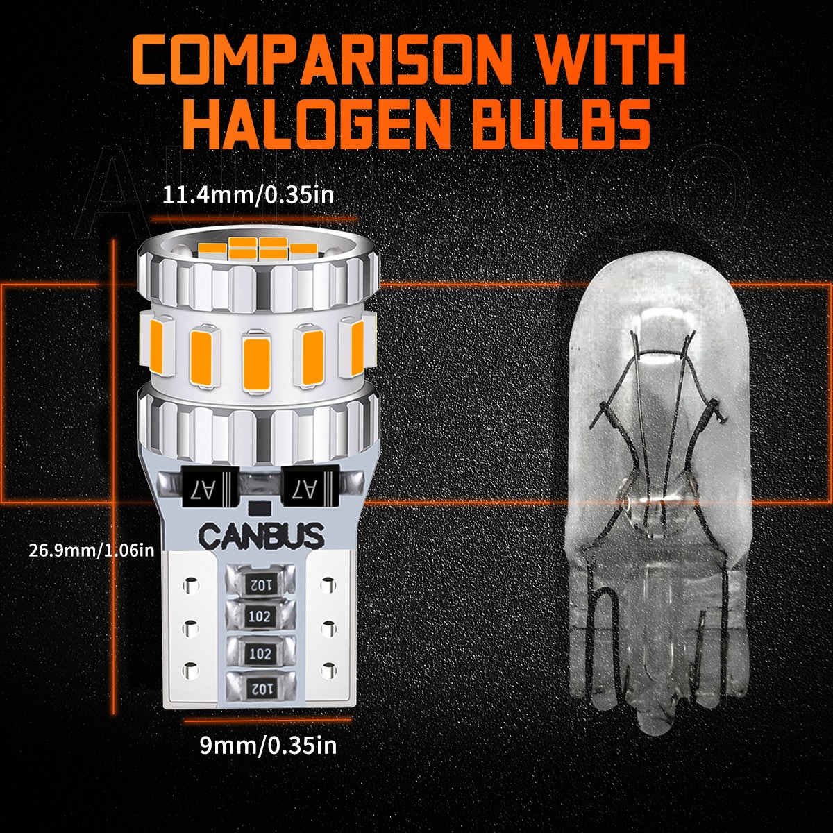 3000K Amber LED Front Side Marker Light Bulbs 168 194 2825 T10 Bright SMD