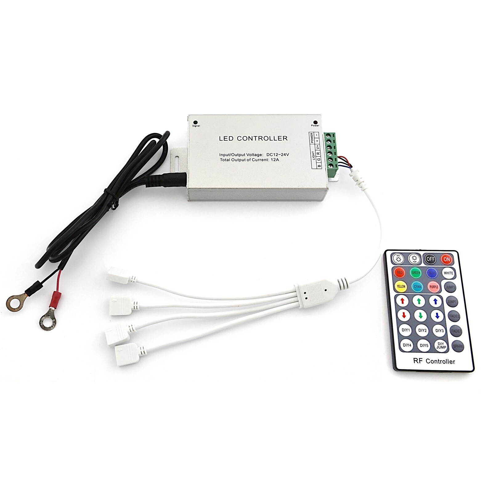 RF Wireless LED Controller RGB Light Halo Headlight Flat 4-Pin Splitter Remote