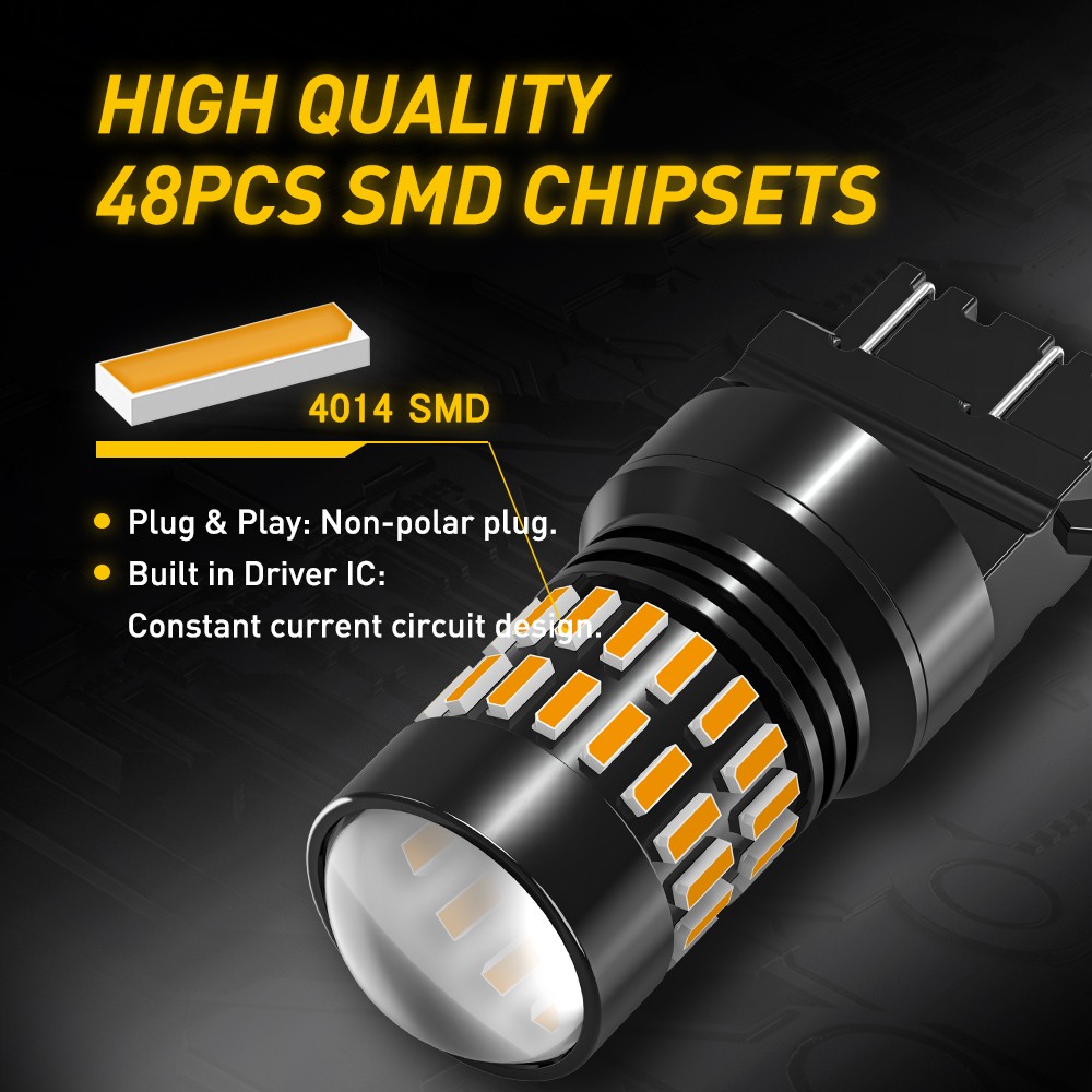 AUXITO LED Front Turn Signal Blinker DRL Light Bulbs 3157 3457 4157 Amber 3000K