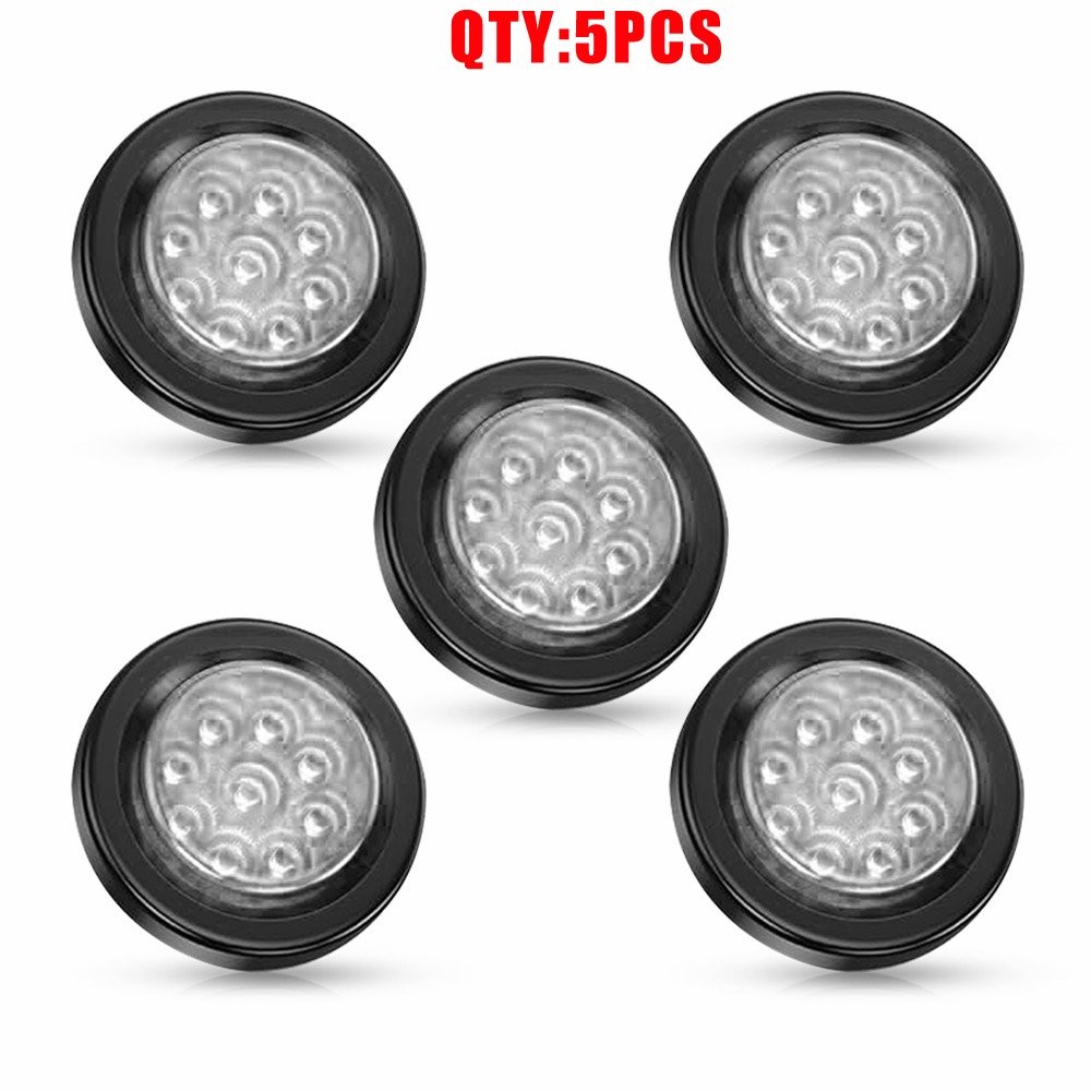 White 2″ DOT Inch Round LED Side Marker Clearance Lights with Grommet 12V 5-25X