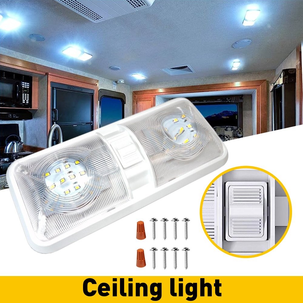 12V 48 LEDs RV Ceiling Dome Light RV Interior Lighting for Trailer Camper 600LM