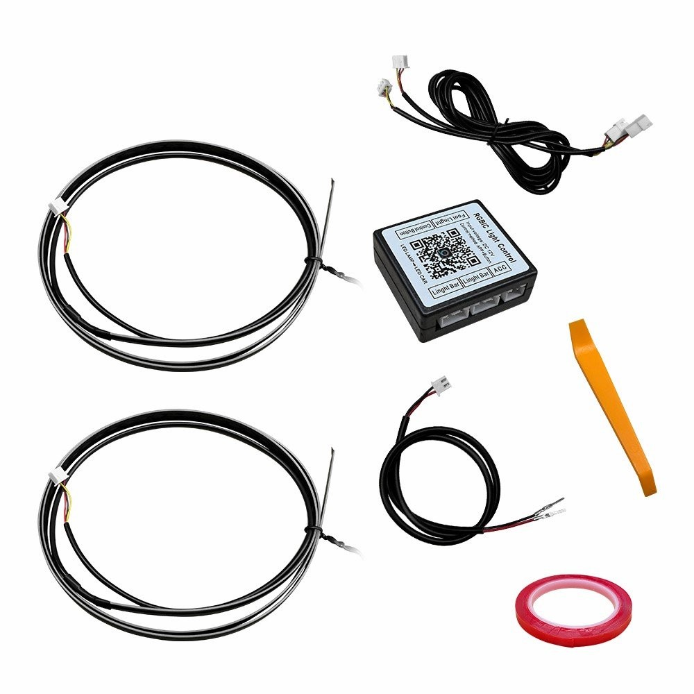 2in1 Interior Car Strip Ambient Neon Light MultiColour RGB With Fiber Optic 12v