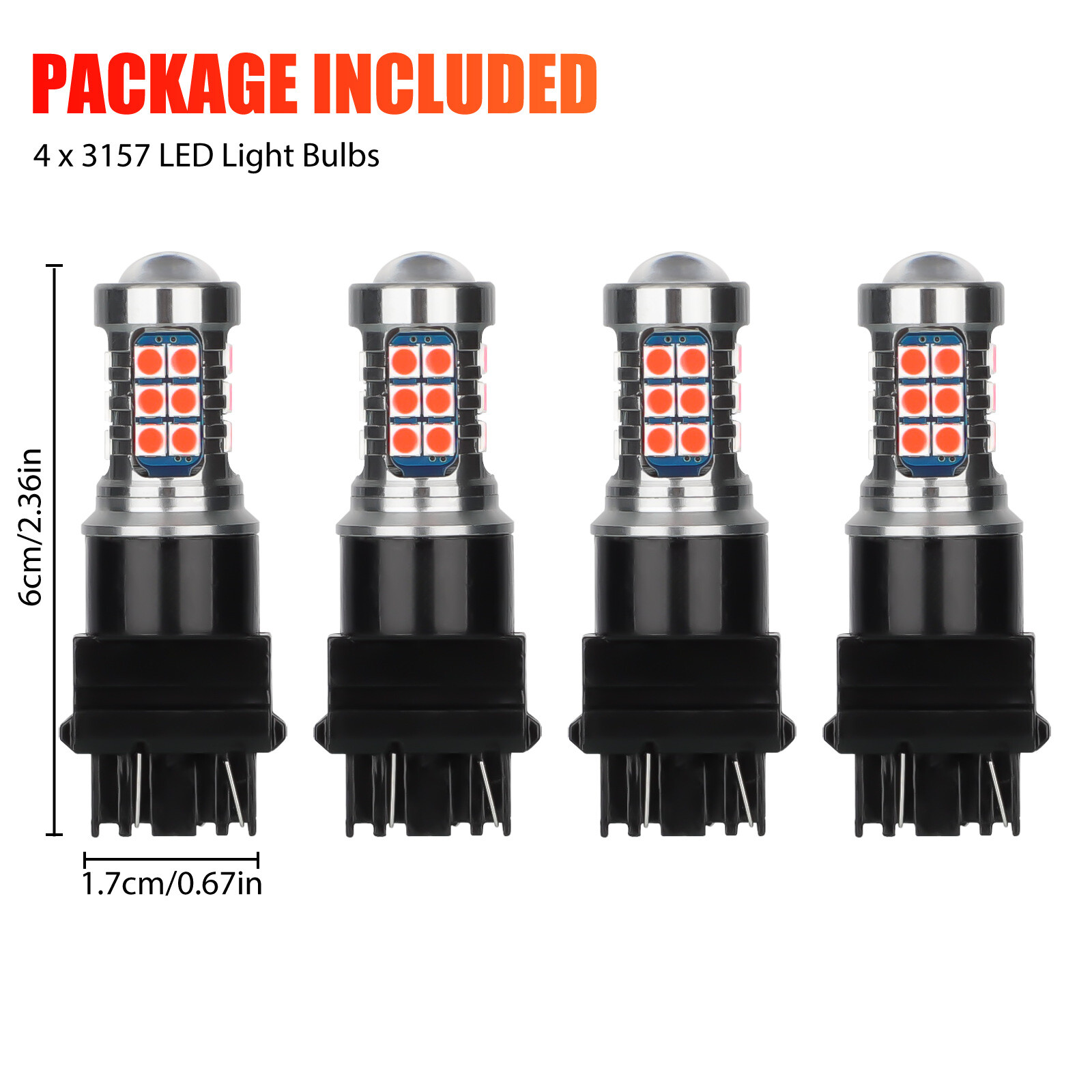 4PCS 3157 LED Red Strobe Flash Blinking Brake Stop Tail Light Parking Bulb Lamp
