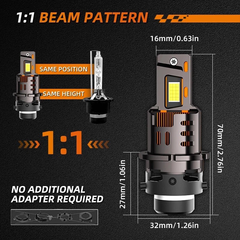 D2S D2R D2C LED Combo Headlight Kit Bulb 6000K Cool White High Low Beam Replace