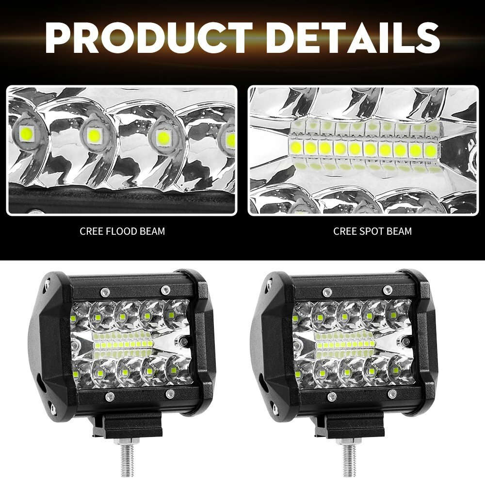 4″ COMBO LED Work Light Pods Backup Reverse For Truck+Tow Hitch Mounting Bracket