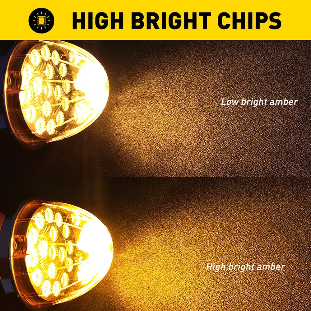 Amber Watermelon LED Clearance Marker Side Lights with Mount Brackets 4-40X