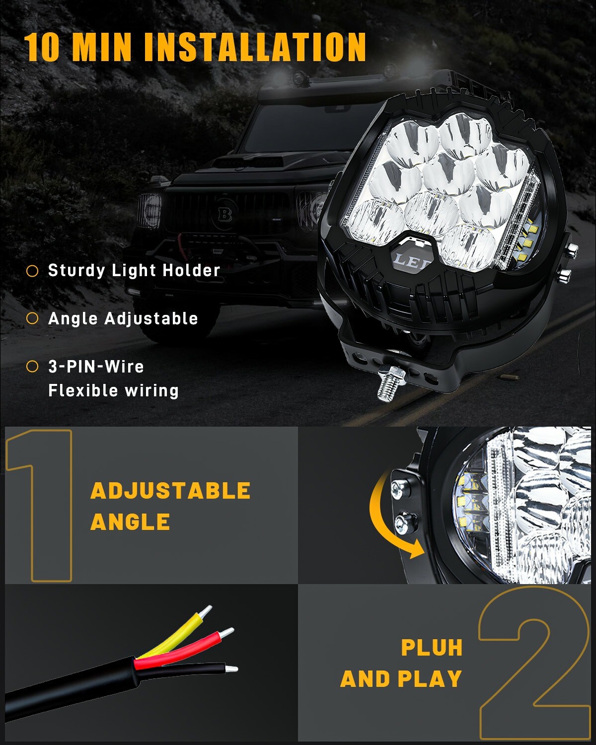 5″ 7″inch Round LED Work Light Spot & Flood Driving Fog Headlight Truck Off Road