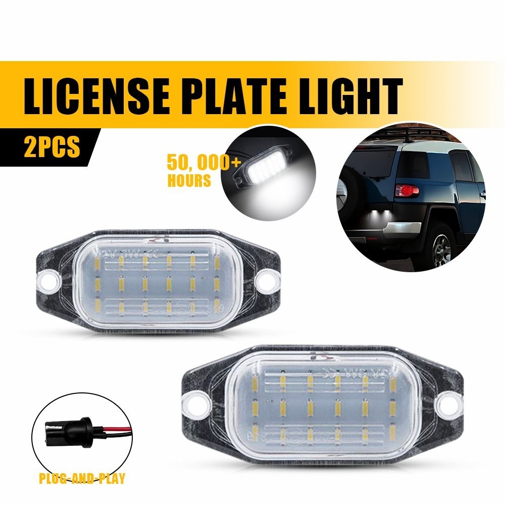 2PCS Chrome LED License Plate Lights for 2007-2014 Toyota FJ Cruiser 6000K White