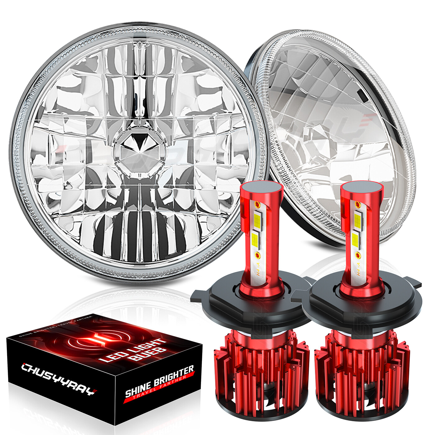 2pcs 7inch Led Round Headlight High-Low Beam for Peterbilt 379 359 Trucks