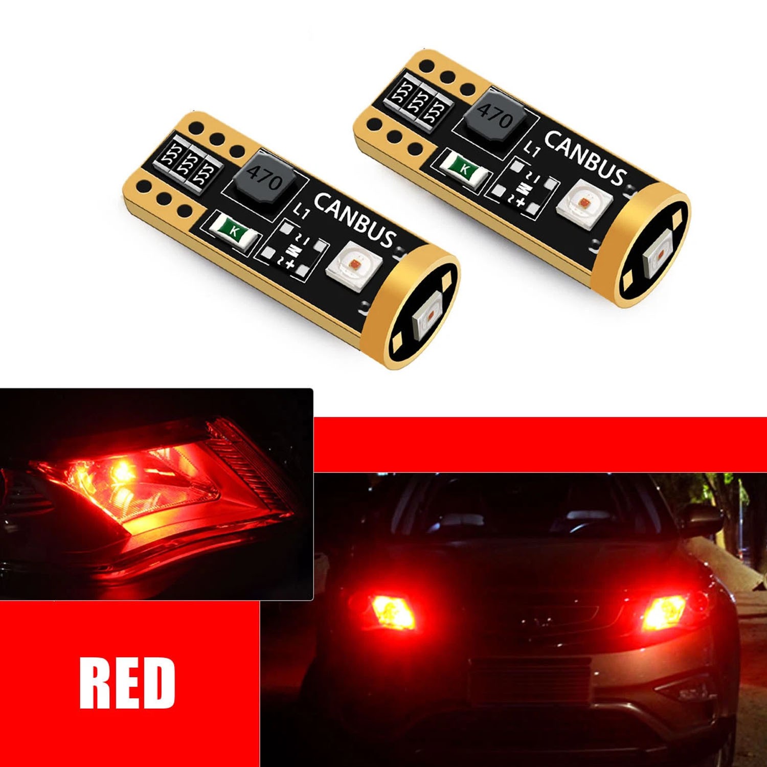 2PCS W5W T10 194 168 LED License Plate Bulbs – Color Options: White, Red, Blue