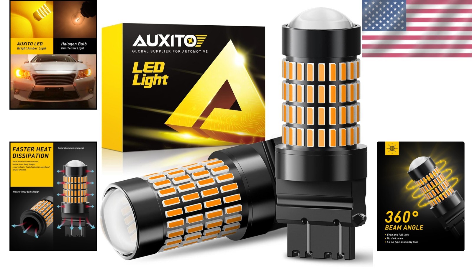 High Power 3056 Amber LED Blinker Bulbs – 1/3 Energy Consumption & Brightness