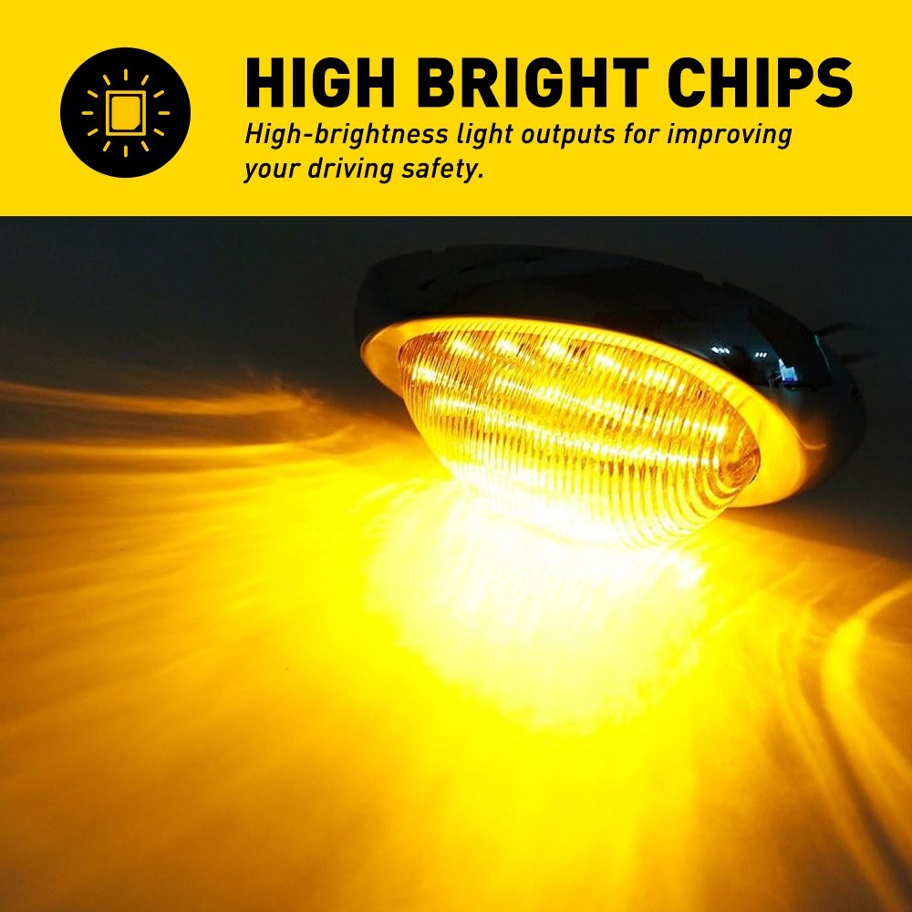 Fit Freightliner Truck Amber LED Clearance Identification Light Clear Lens 2-20x