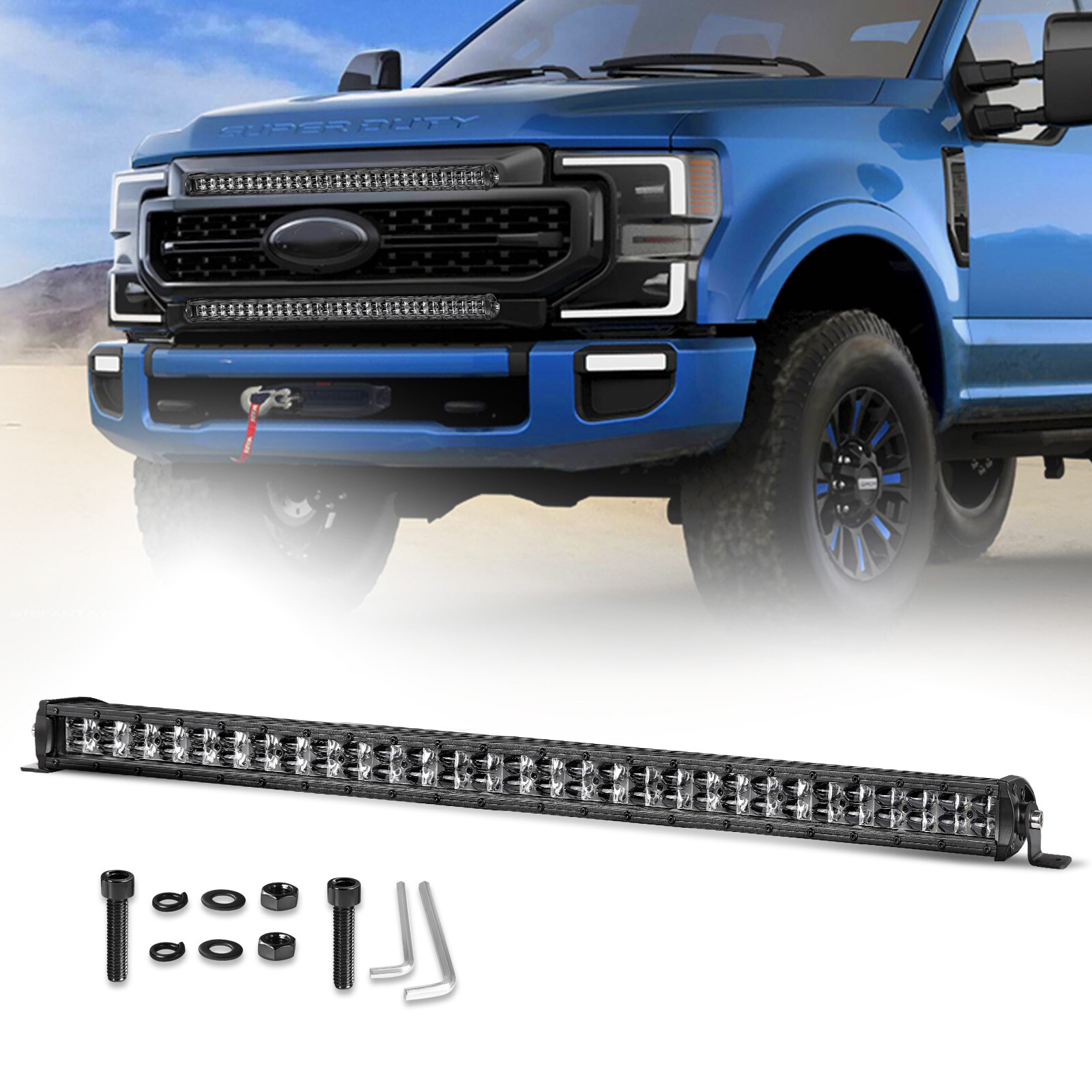 For Ford F250 F-350 Super Duty 30″ Single Row LED Light Bar Slim Combo Offroad