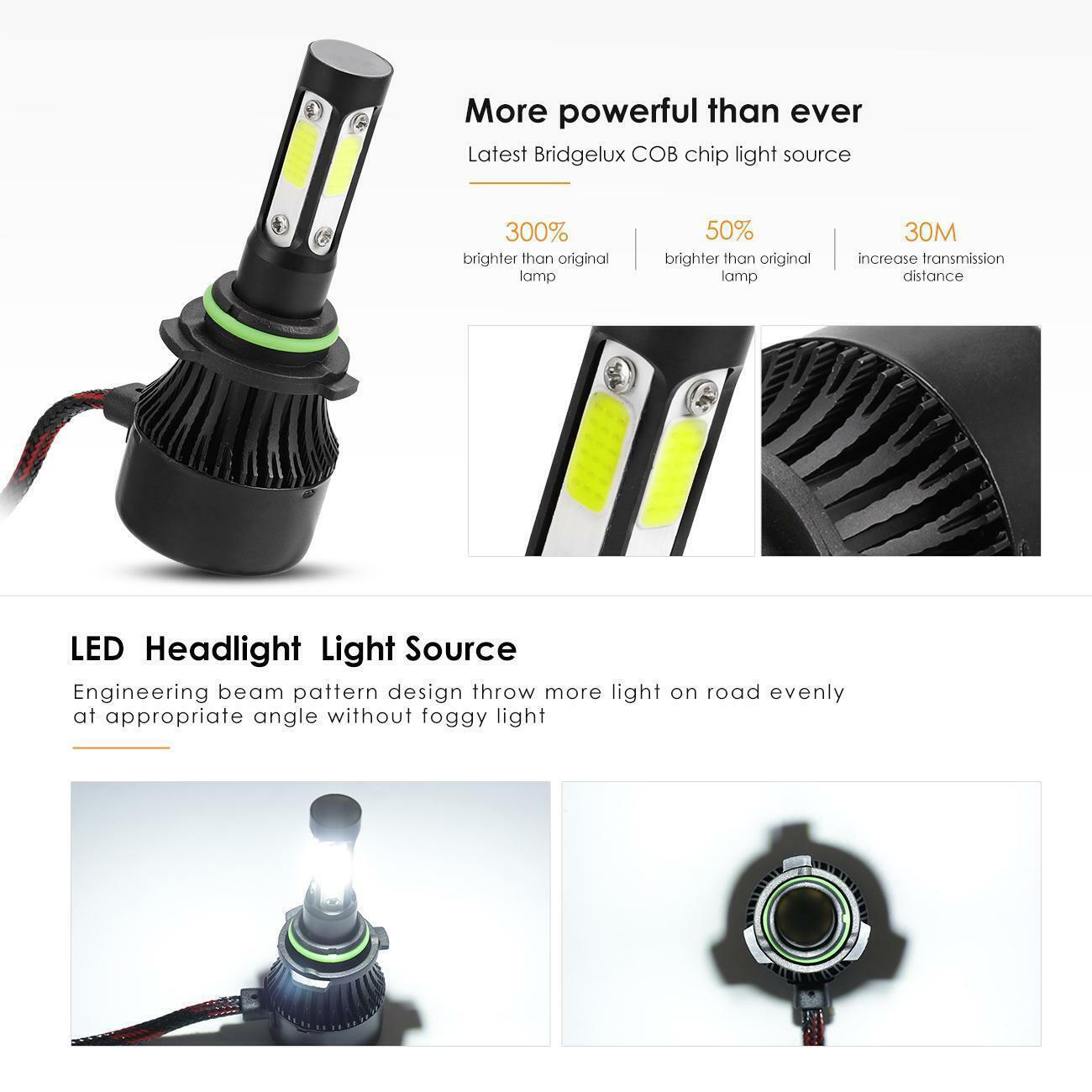 For Jeep Cherokee 2014-2015 LED Headlight & Fog Light Bulbs Combo Clear White