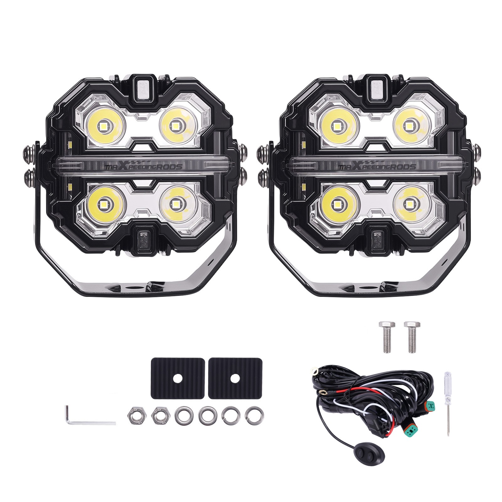 Off Road LED Light Pods 3.5″ Aluminum Housing Spot Beam Side Shooter IP68 160W