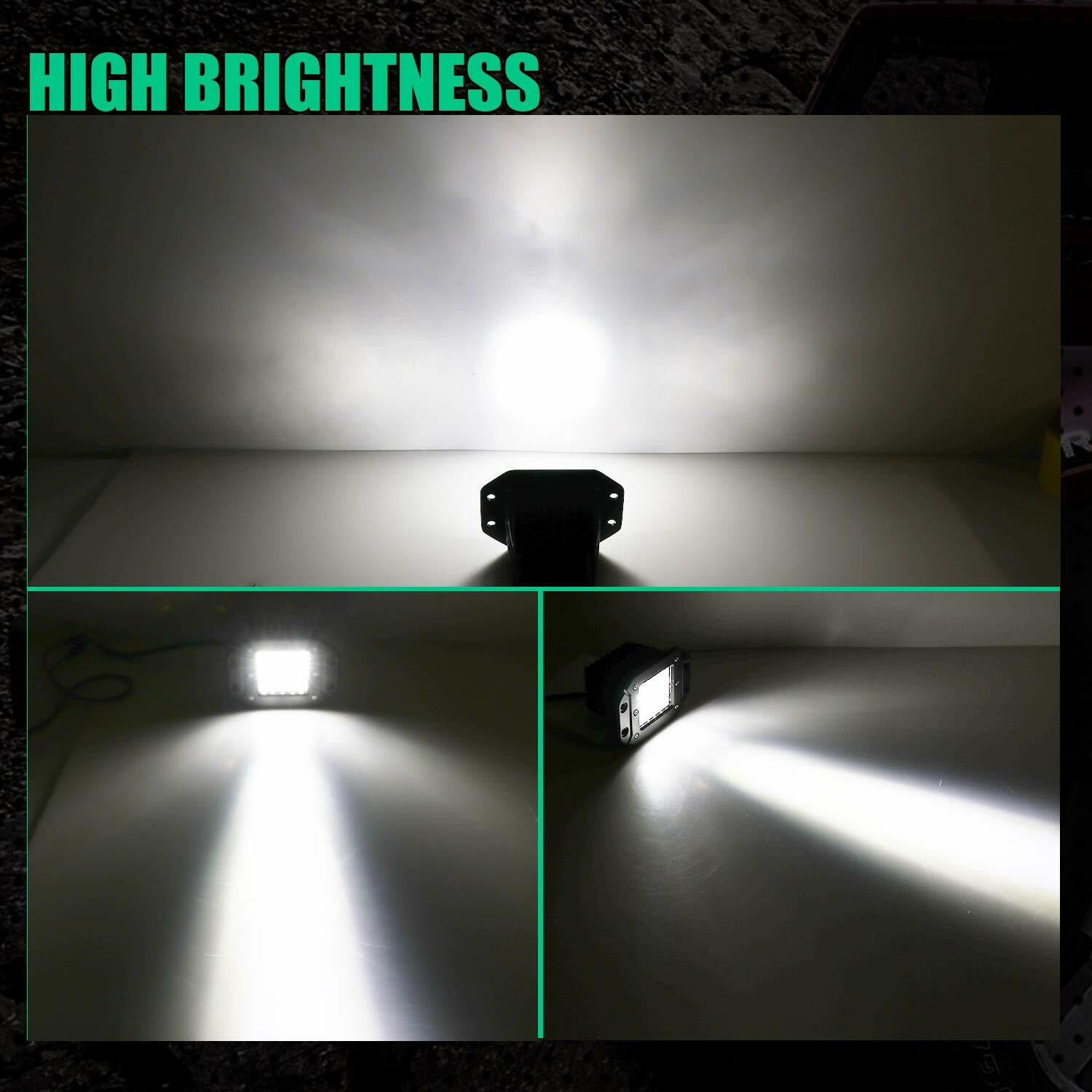 2X 5″ 300W Flush Mount LED Lights Pods Backup Reverse Rear Bumper Off Road 4WD