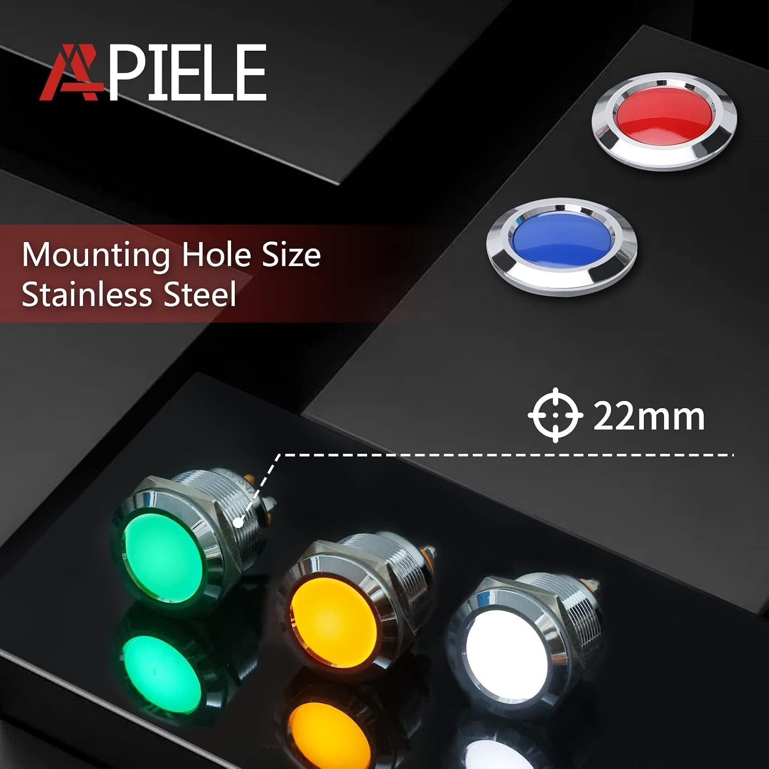 22mm Waterproof LED Indicator Light – Set of 5 Multi-Color Signal Lamps