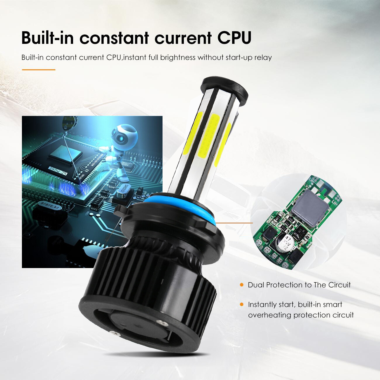 6-Sides 9005 H11 LED Combo Headlight Super Bright Bulbs Kit White High Low Beam